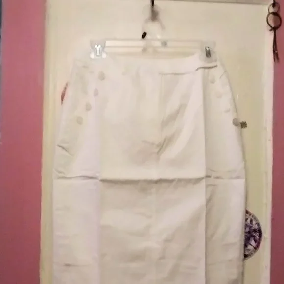 Slim Fit Skirt Casual Lace Panel Slit Office Knee Length Pencil with Pockets (S) - Picture 6 of 8